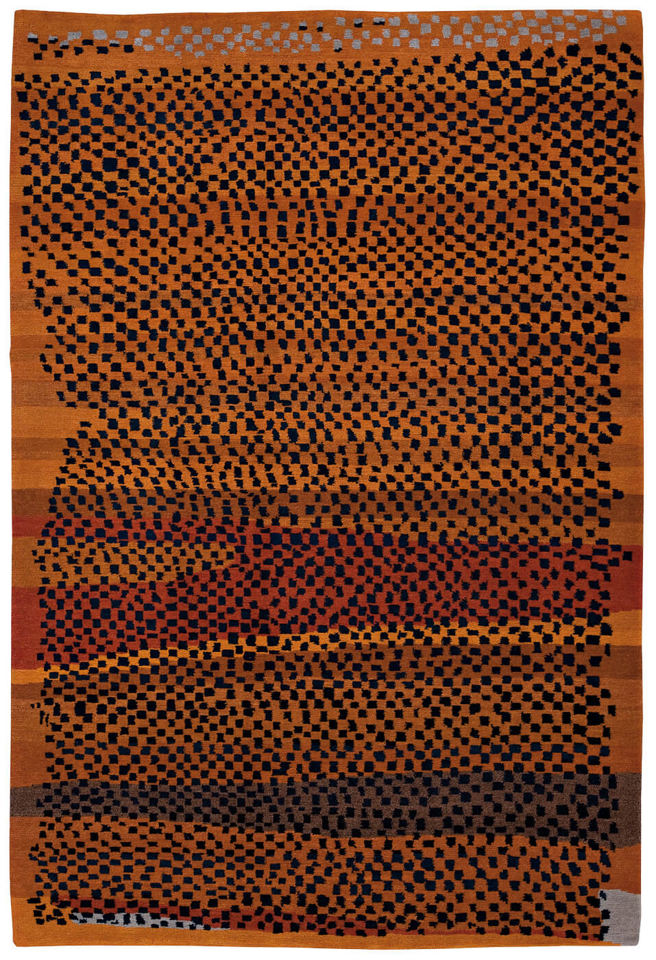 Vintage Checkered Brown Rug