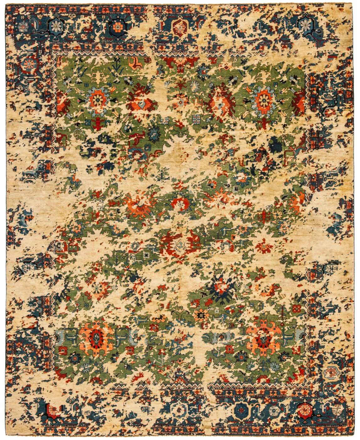 Faded effect Hand Knotted Vintage Rug