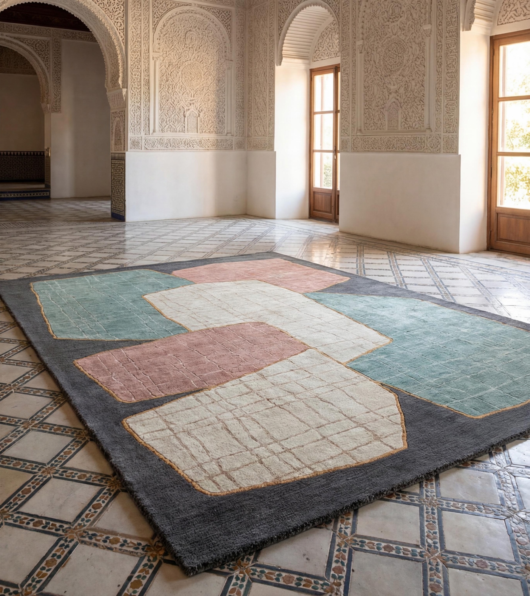 Abstract Geometry Handcrafted Rug