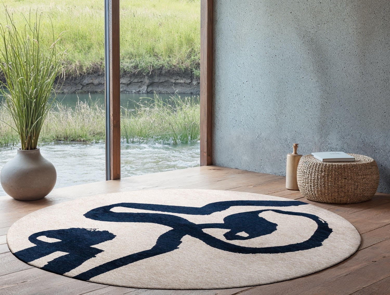 Sea Ink Round Rug | Size: Round 4' 7