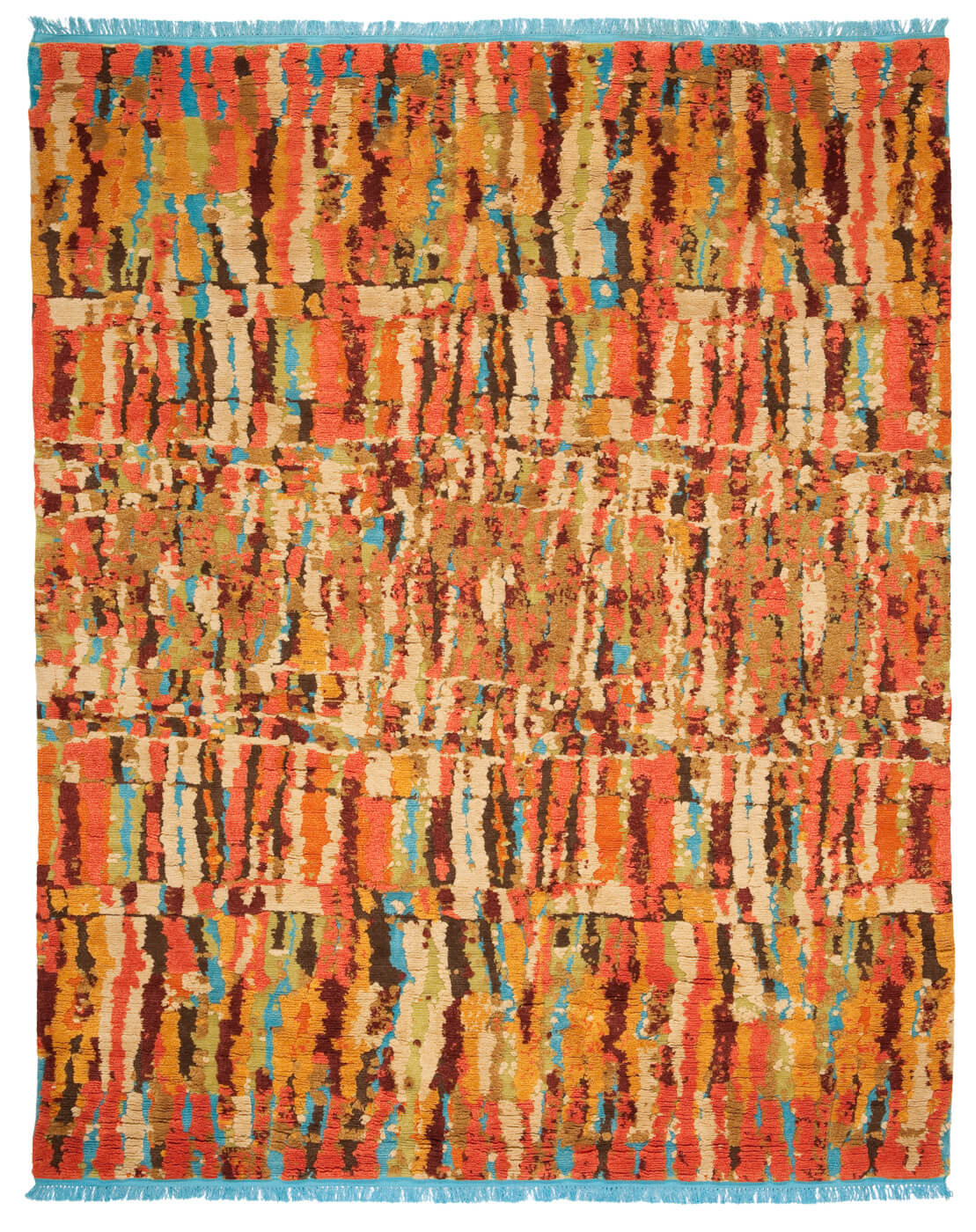 Hand-knotted Wool & Silk Orange Rug