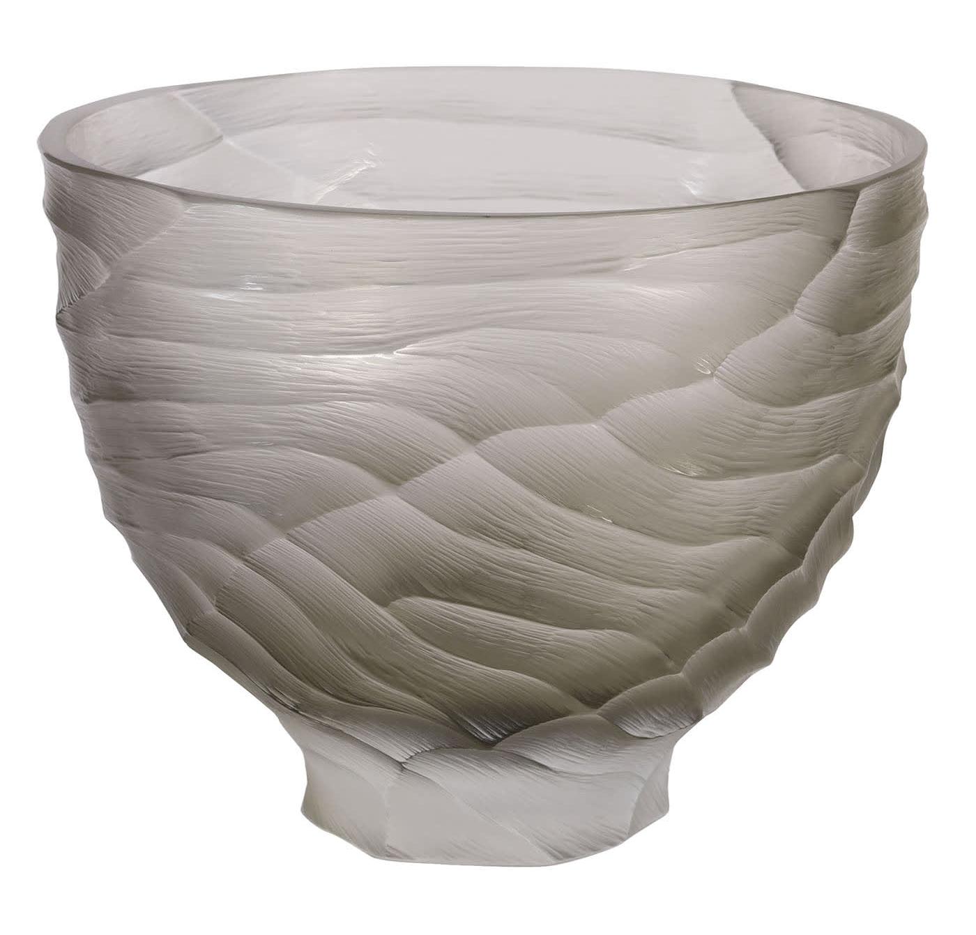 Large Bowl-Form Vase in Gray Murano Glass