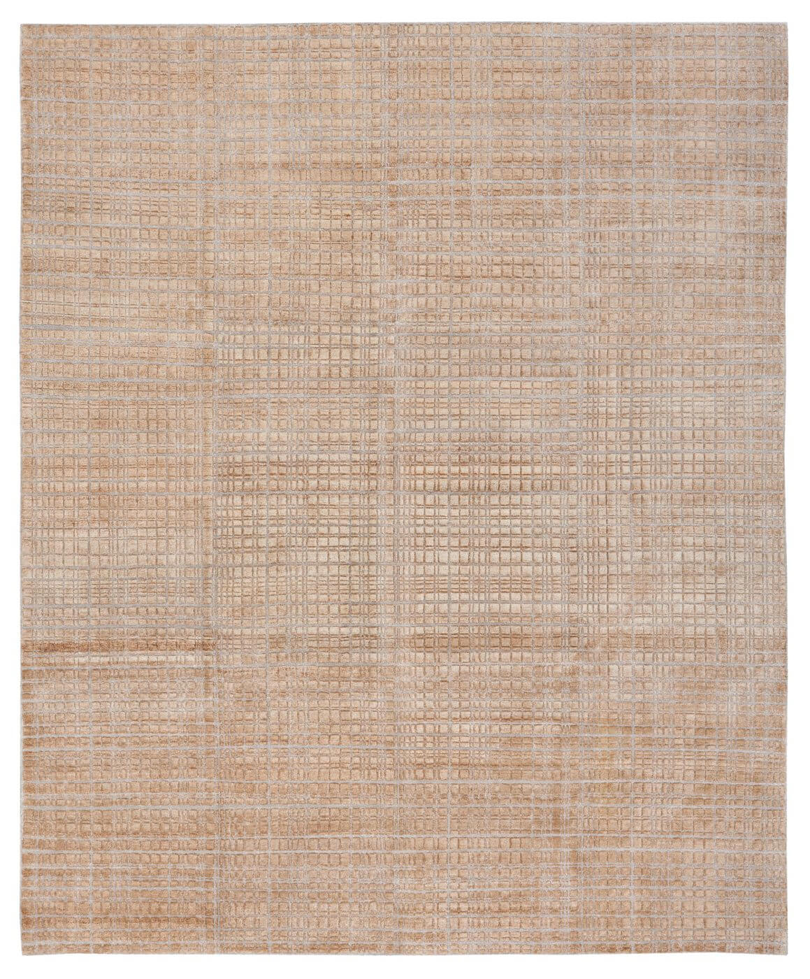 Hand-knotted Grid Beige Rug