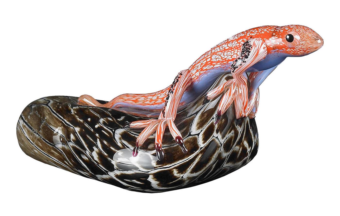 Lizard on Dark Stone Figurine