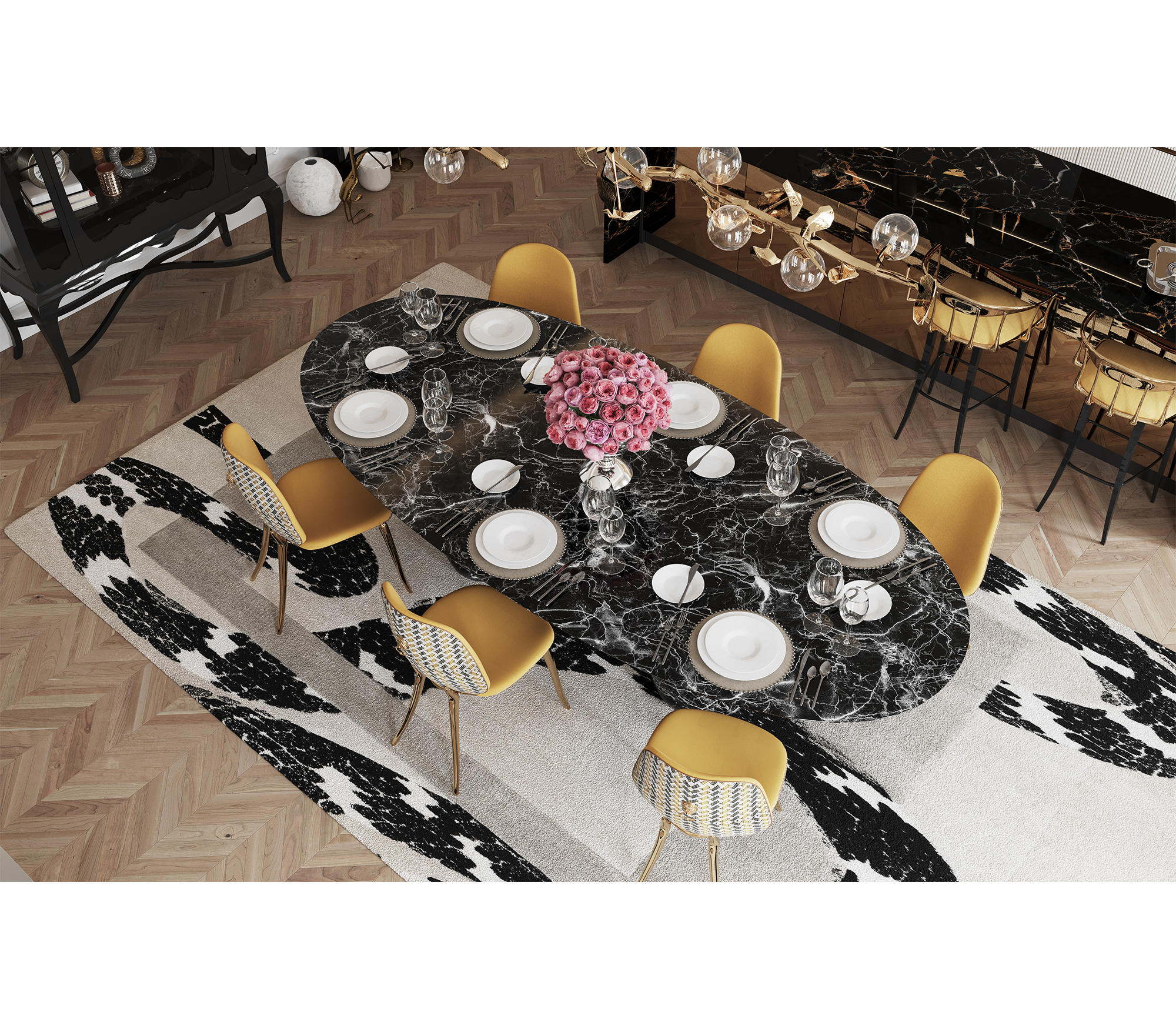 Obsidian Oval XL Nero Marquina Dining Table