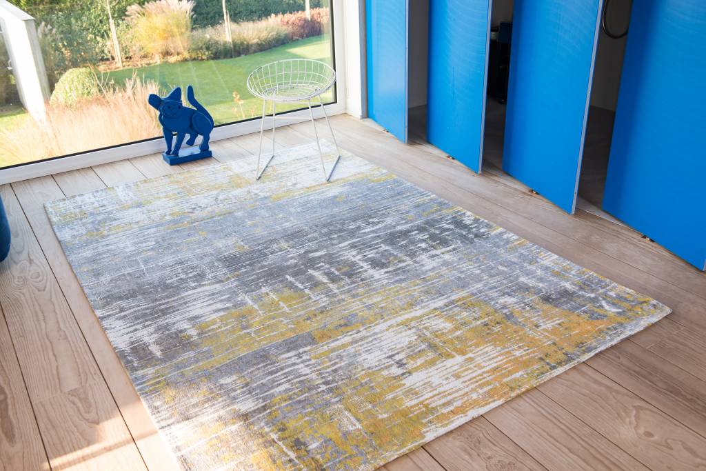 Abstract Grey / Yellow Jacquard Rug