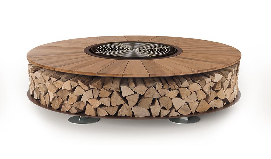 Zero Wood Luxury Outdoor Fire Pit | Finishing: Old Wood | Dimensions: Ø 300 cm