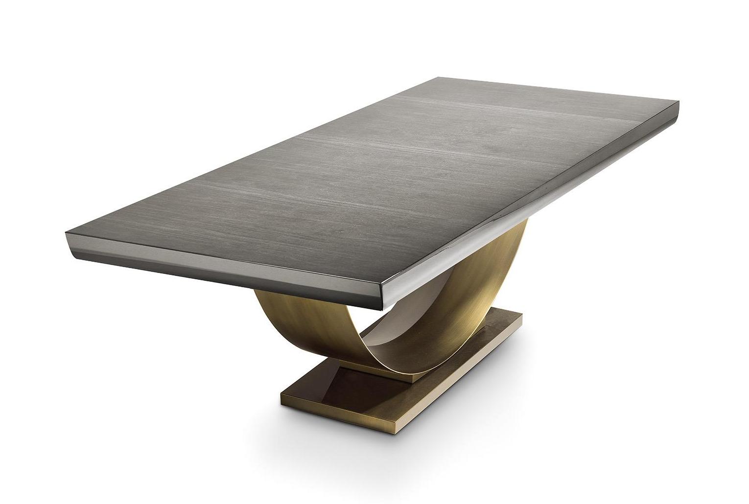 Fix Table with Glossy Top and Arched Bronze Base | Dimensions: W 240 cm