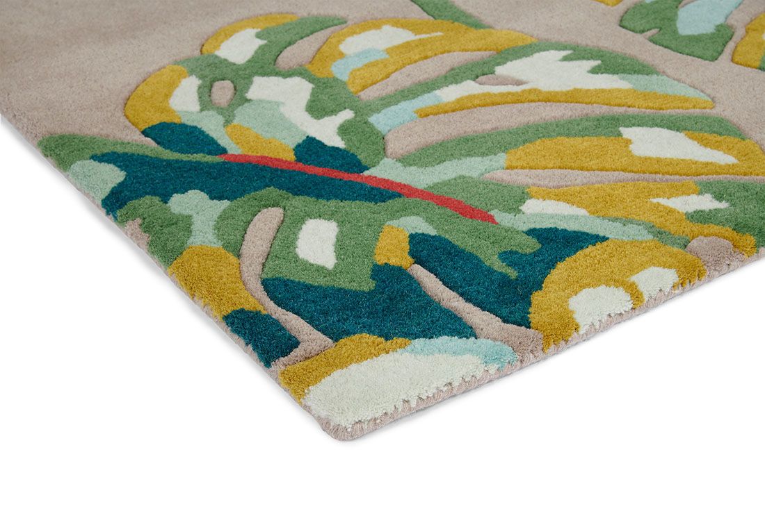 Coonut Leaves Green Rug ☞ Size: 6' 7" x 9' 2" (200 x 280 cm)