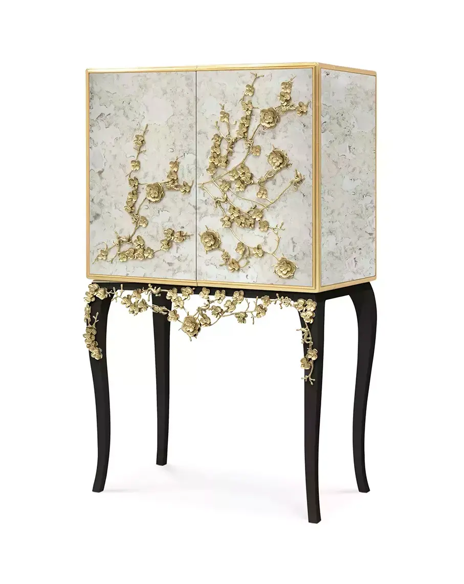 Mirage Aged Mirror Bar Cabinet