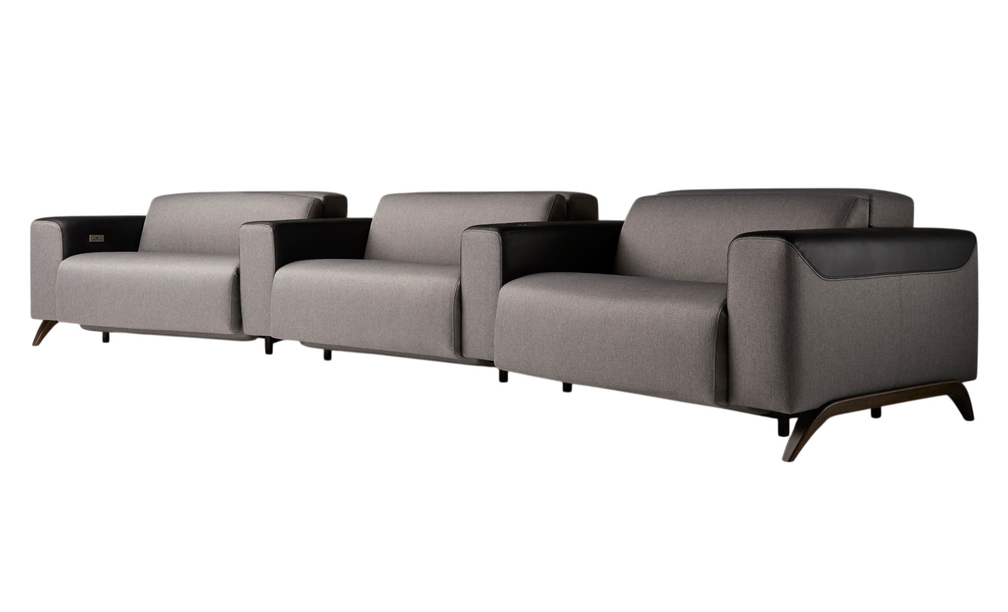 Atlanta Grey 3-Seater Curved Sofa
