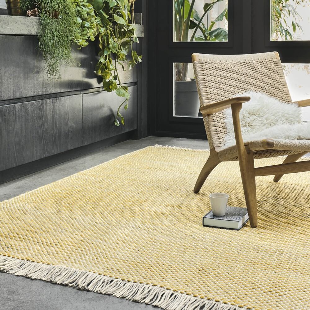 Hand-Woven Wool Yellow Rug