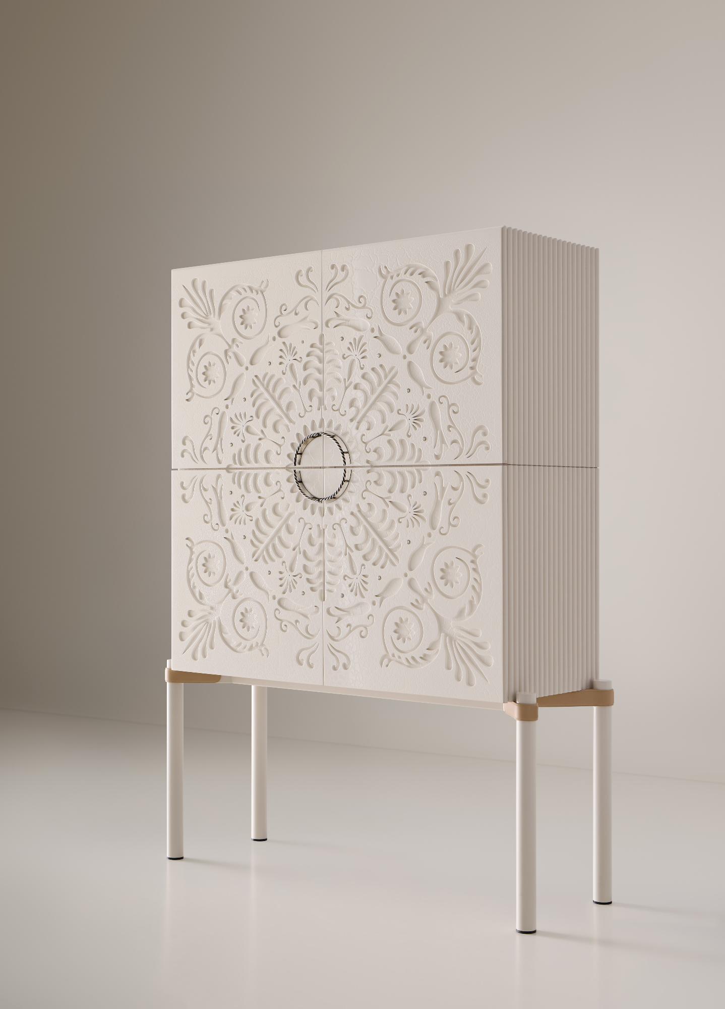 Alexandra Contemporary White Bar Cabinet