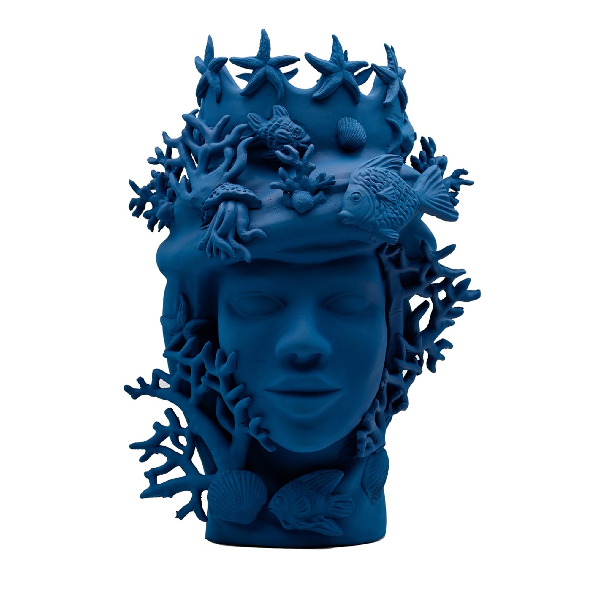 Moor's Head Royal Blue Handmade Sculpture
