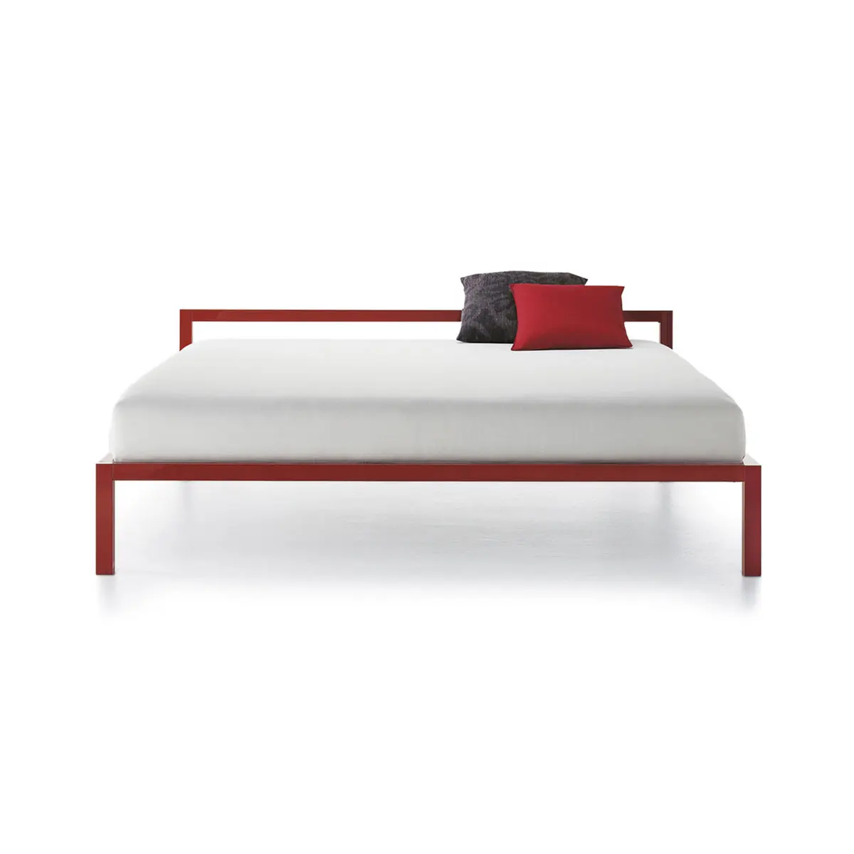 Aluminium Bed with Italian Precision ☞ Structure: Matt Painted Red ☞ Dimensions: 100 x 210 cm