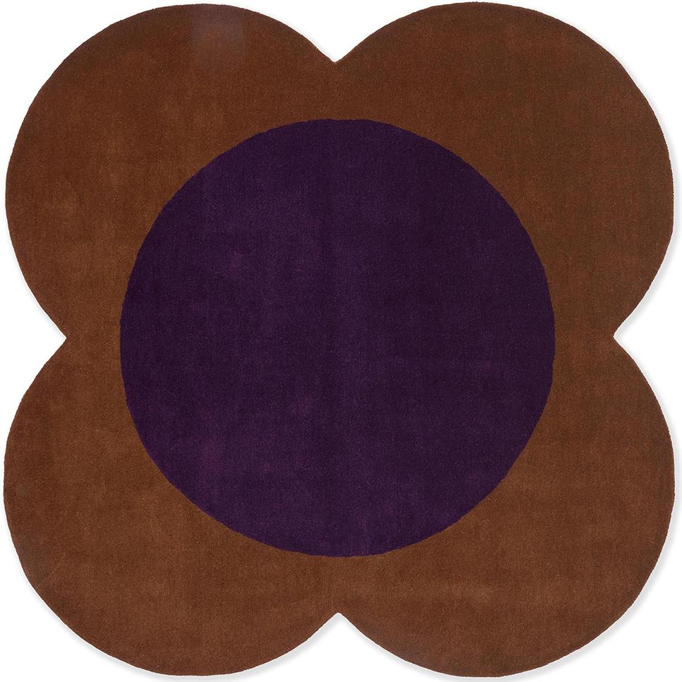 Flower Brown / Violet Rug ☞ Size: Round 6' 7" (Ø 200 cm)
