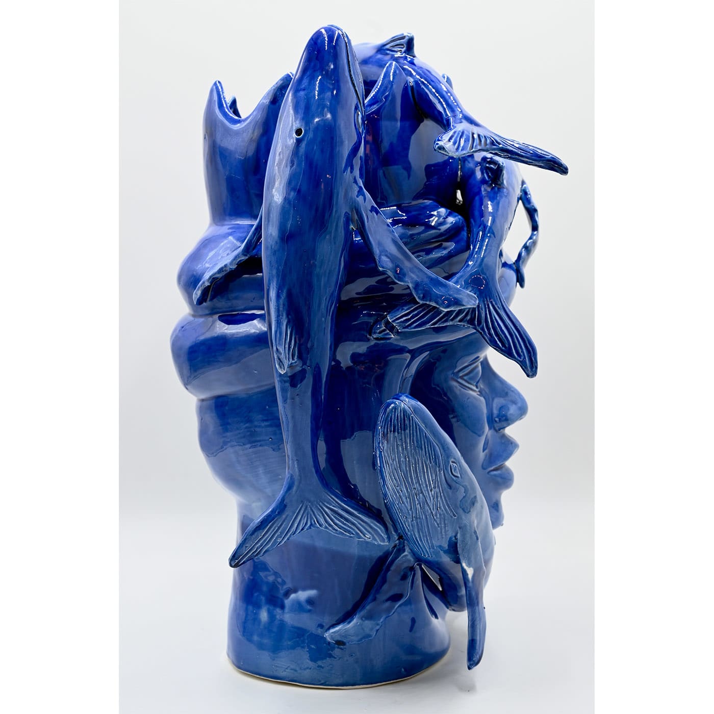 Moor's Head Glossy Blue Sculpture