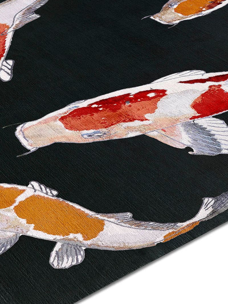 Fish Red / Black Hand Knotted Rug