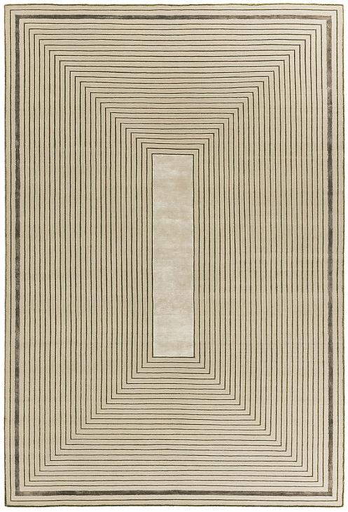 Hand-Knotted Beige Border Wool / Viscose Rug