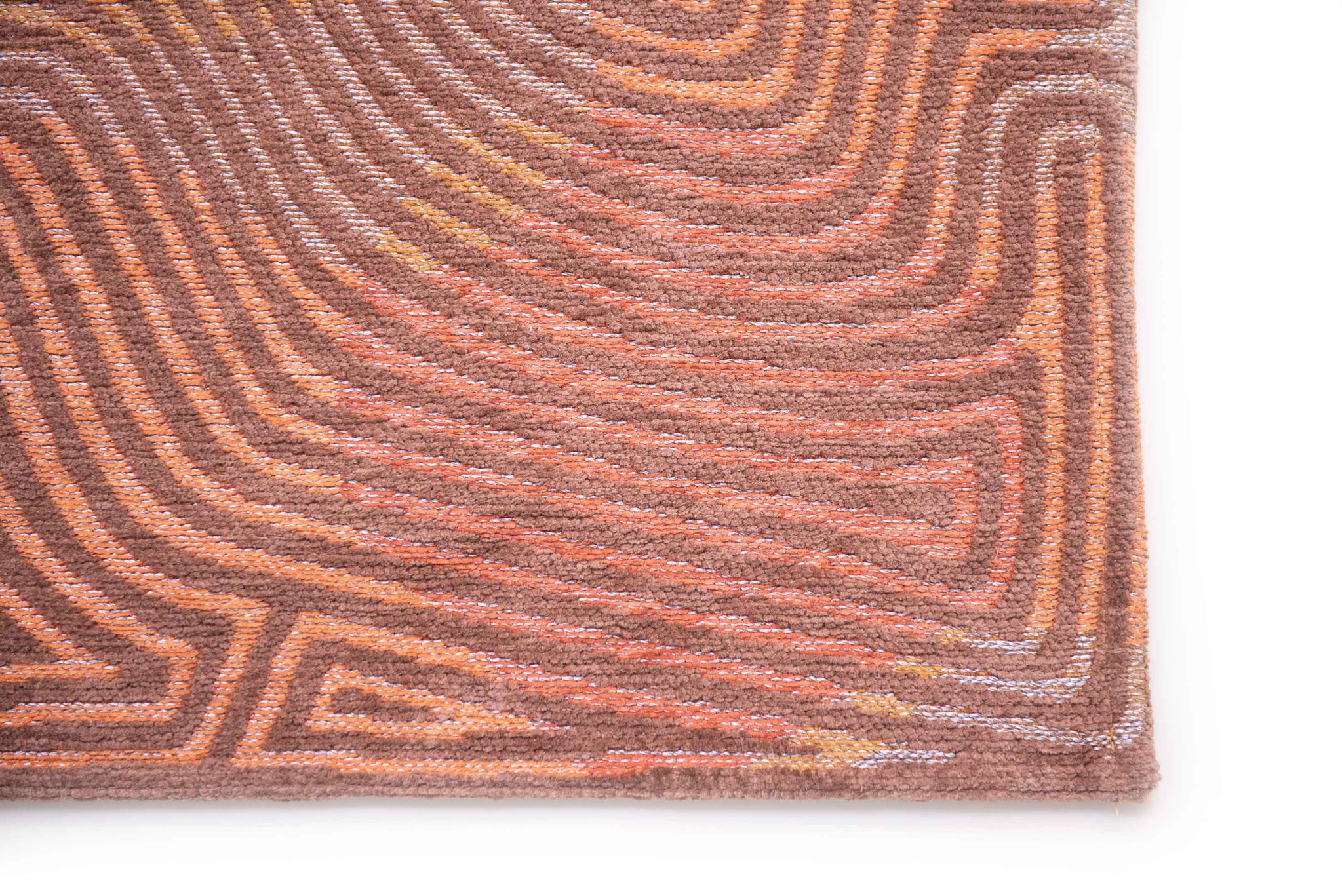 Brown Waves Flatwoven Rug ☞ Size: 6' 7" x 9' 2" (200 x 280 cm)