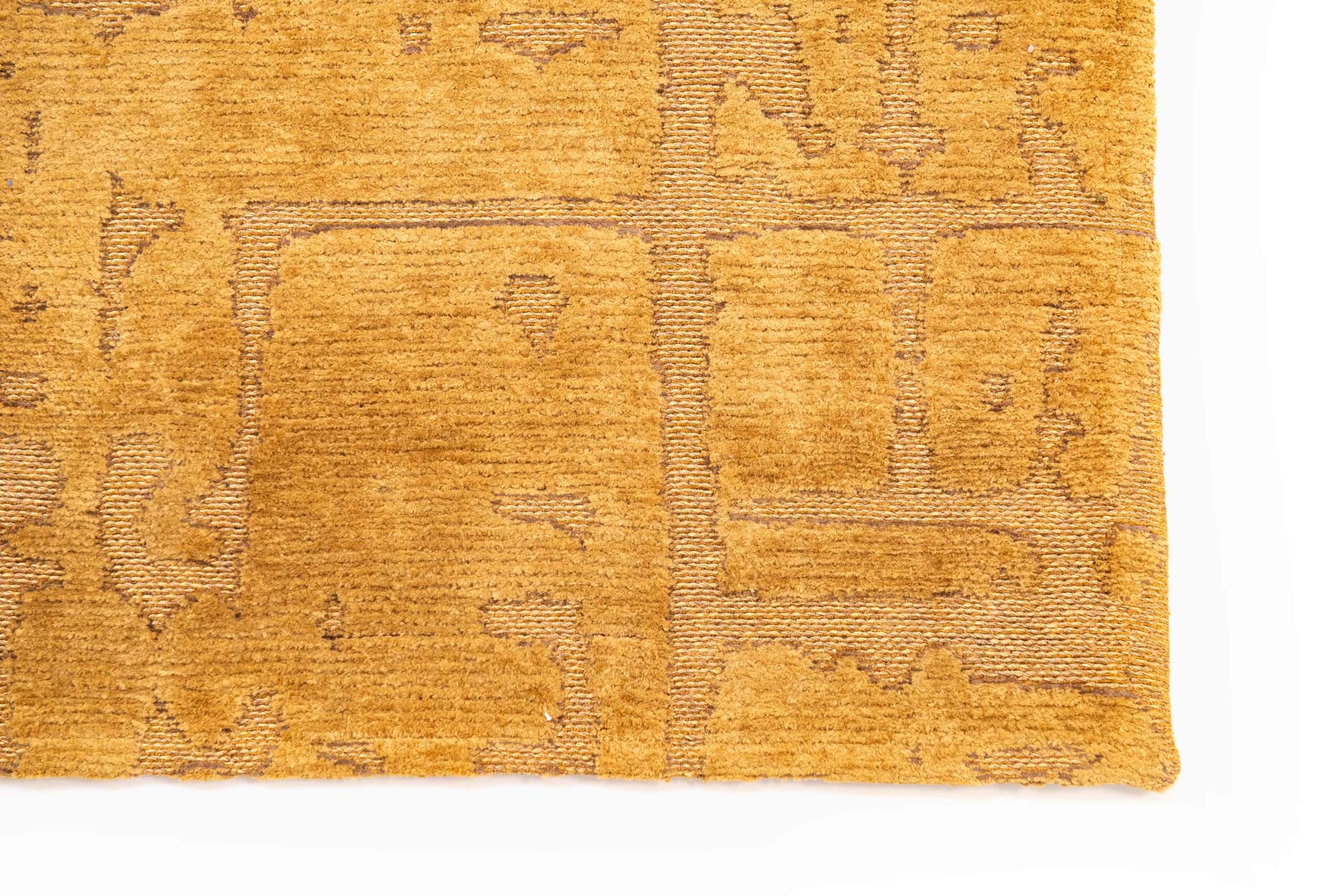 Abstract Gold Belgian Rug ☞ Size: 2' 7" x 8' 2" (80 x 250 cm)