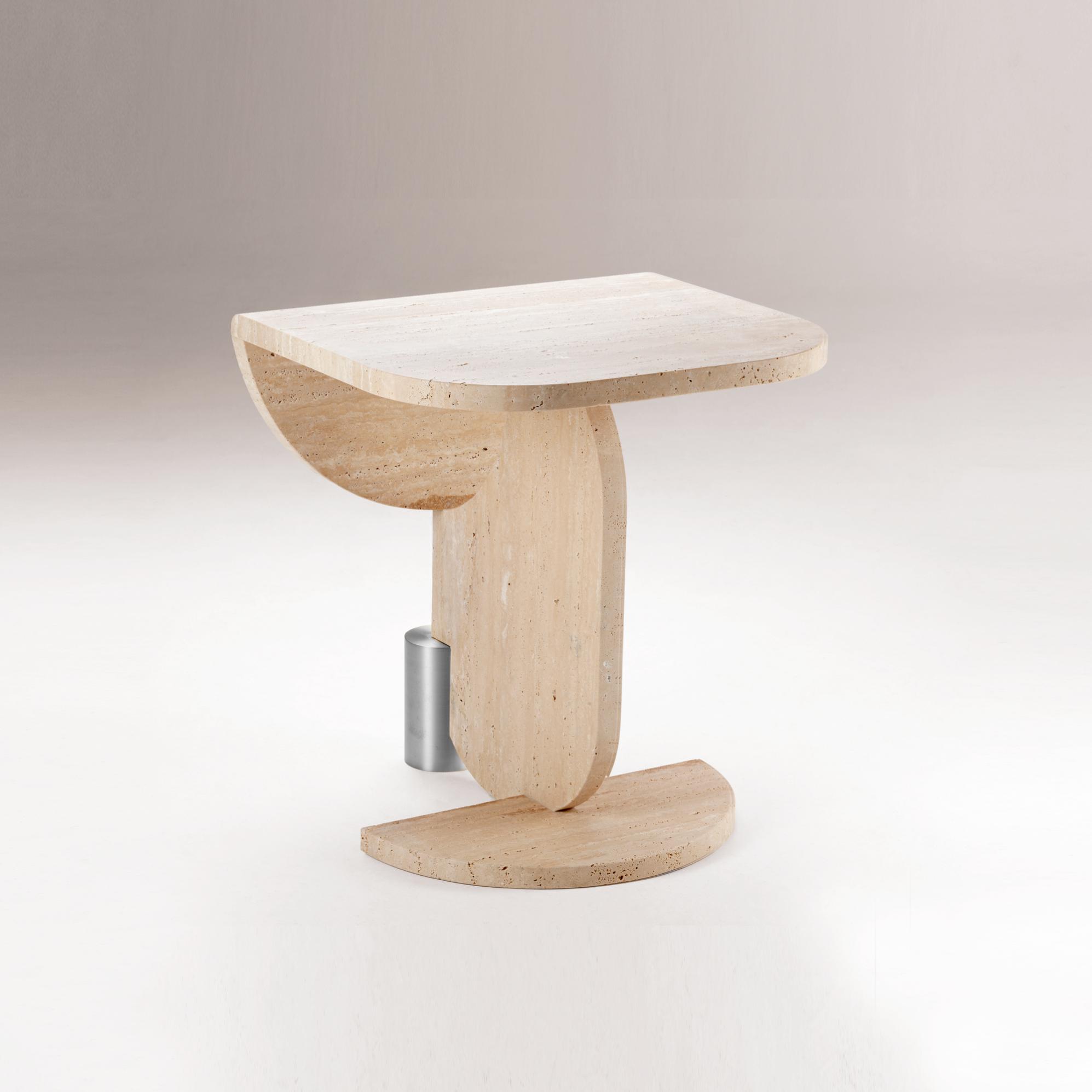 Playing Games Travertine Side Table - 1