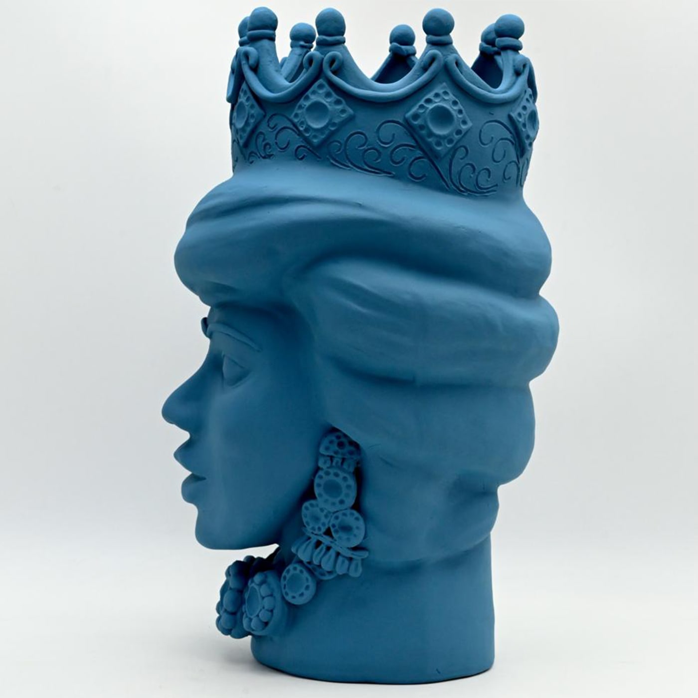 Moor's Head Blue Matte Sculpture