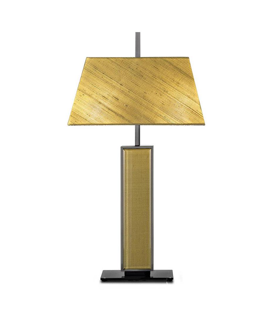 Elegance Metal and Glass Table Lamp with Fabric Shade