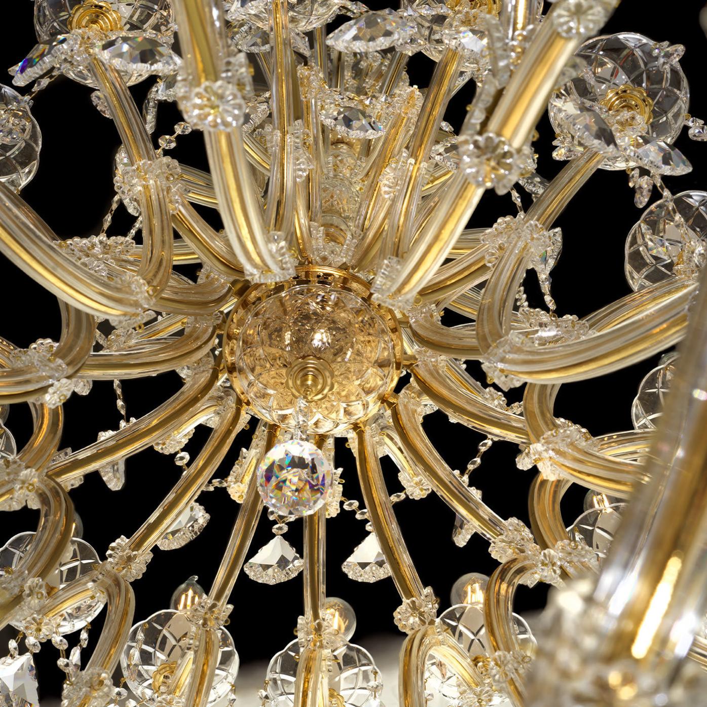 Mariateresa Gold Finish Chandelier with Crystal Pendants