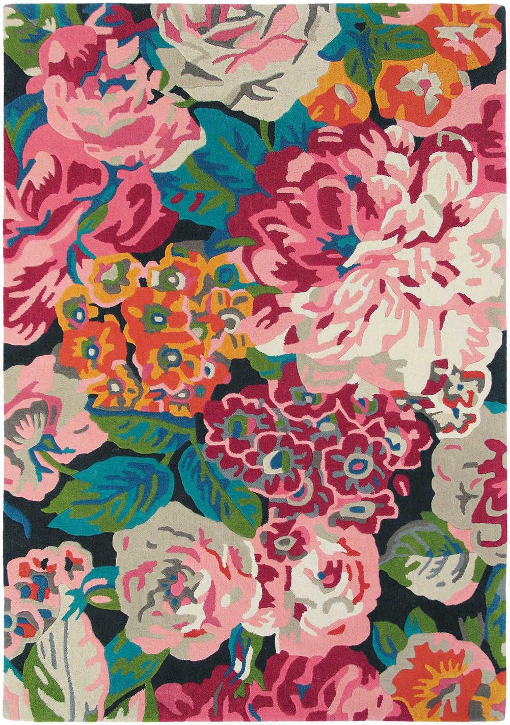 Rose & Peony Floral Wool Rug ☞ Size: 6' 7" x 9' 2" (200 x 280 cm)