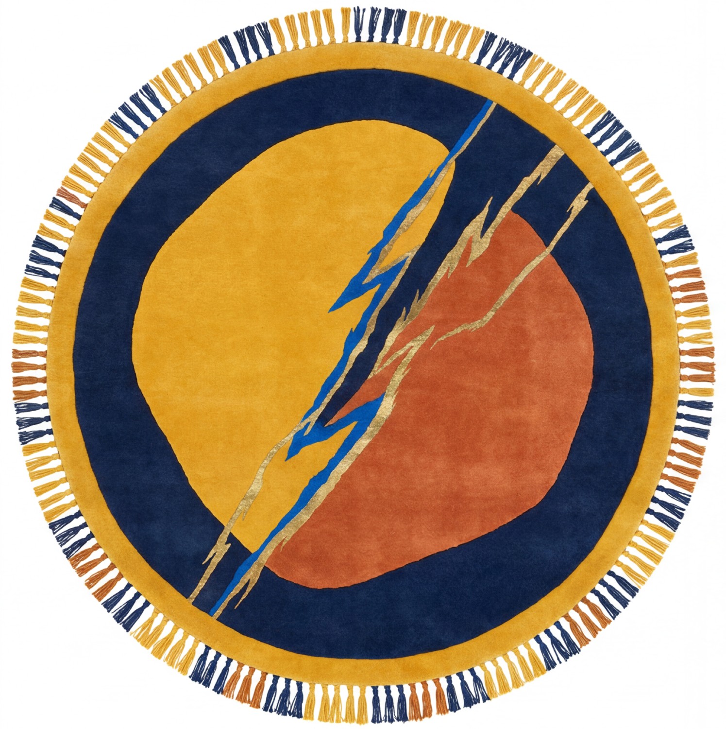 Lightning Crest Gold Handcrafted Rug