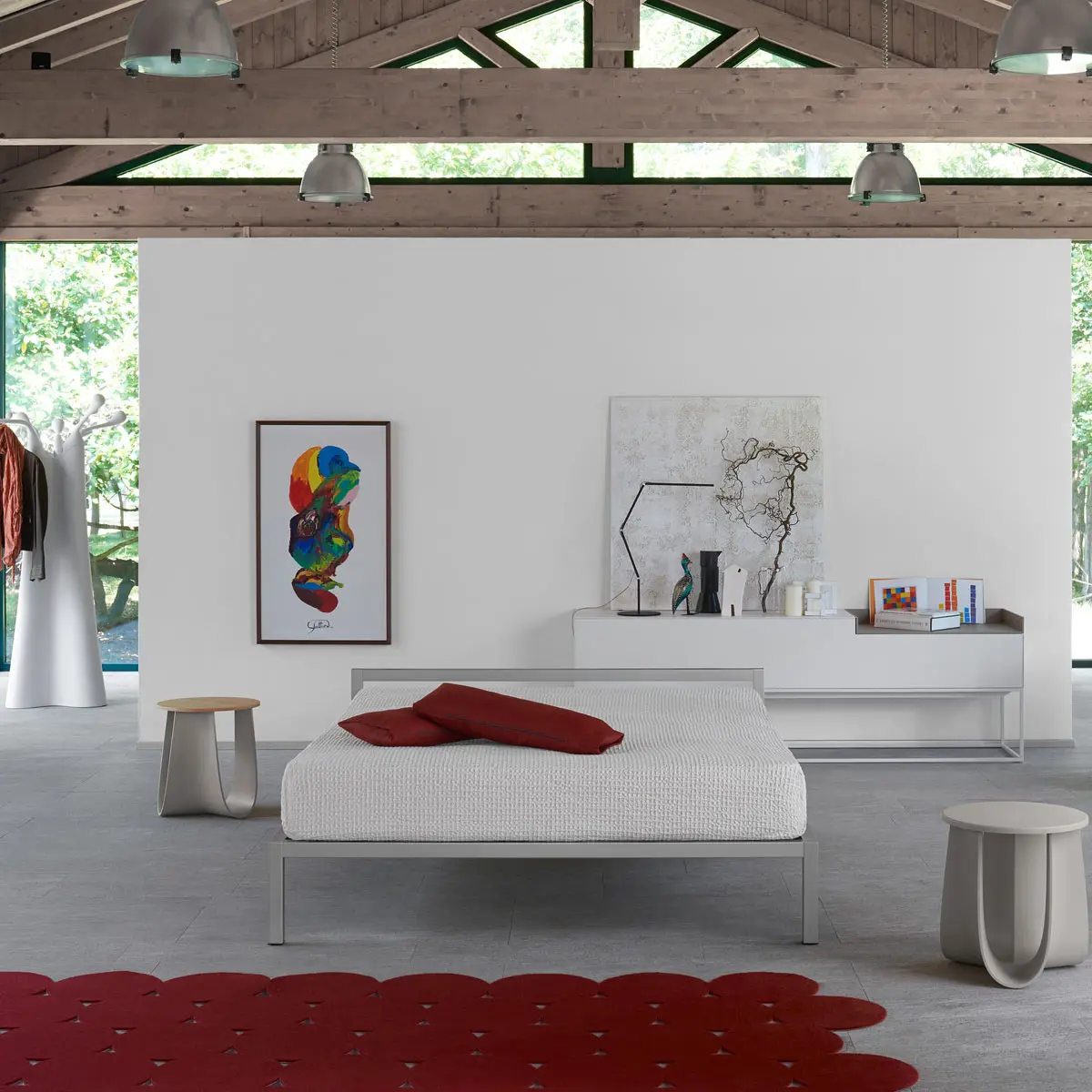 Aluminium Bed with Italian Precision ☞ Structure: Matt Painted Red ☞ Dimensions: 100 x 210 cm