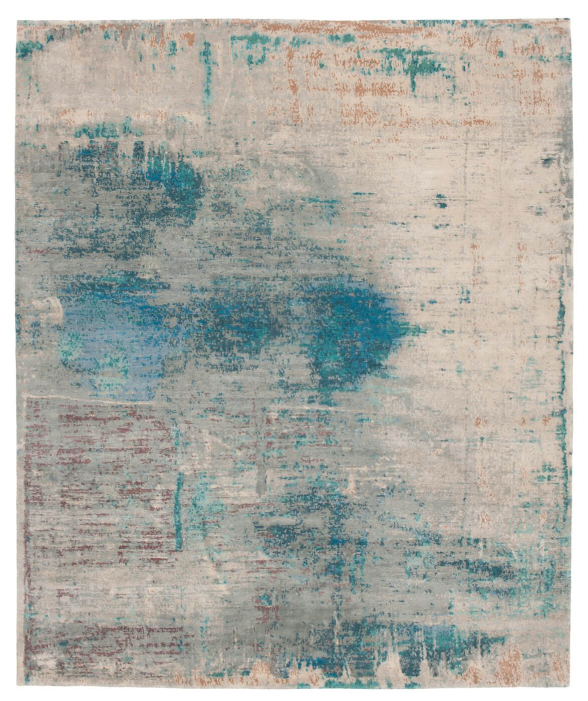Hand-Knotted Artwork Blue Rug