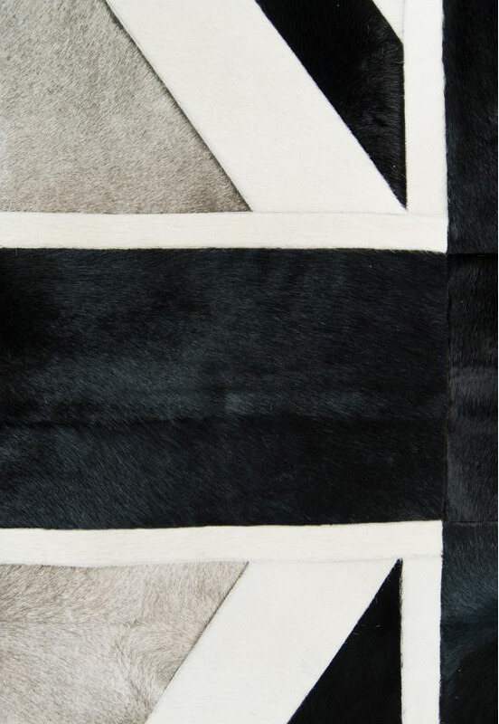 Union Jack Cowhide Grey/Black Rug