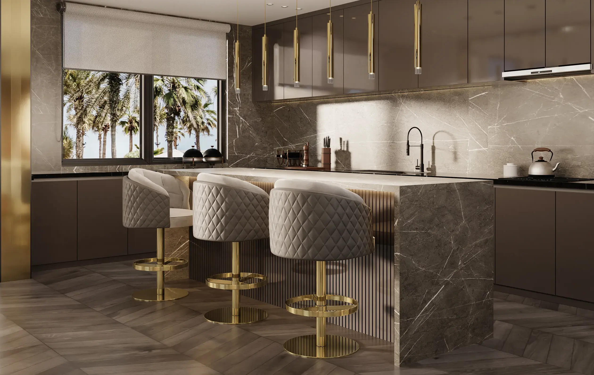 Luxe Swivel Bar Chair - 1