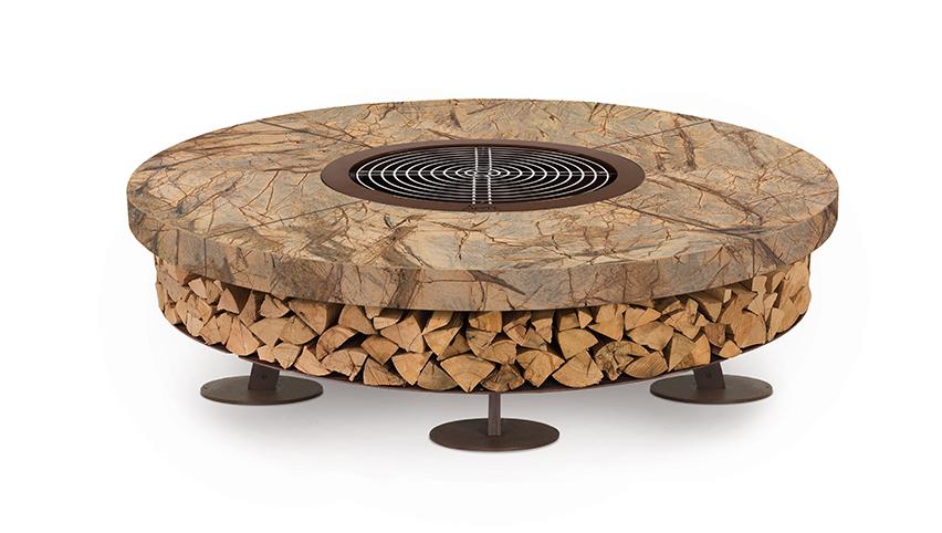 Ercole Marble Brown Outdoor Italian Fire Pit | Dimensions: Ø 150 cm