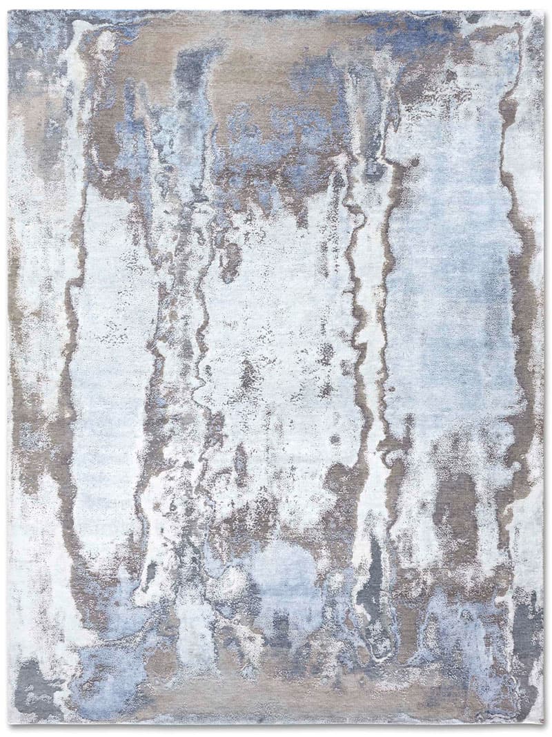 Silver / Blue Hand-Woven Rug