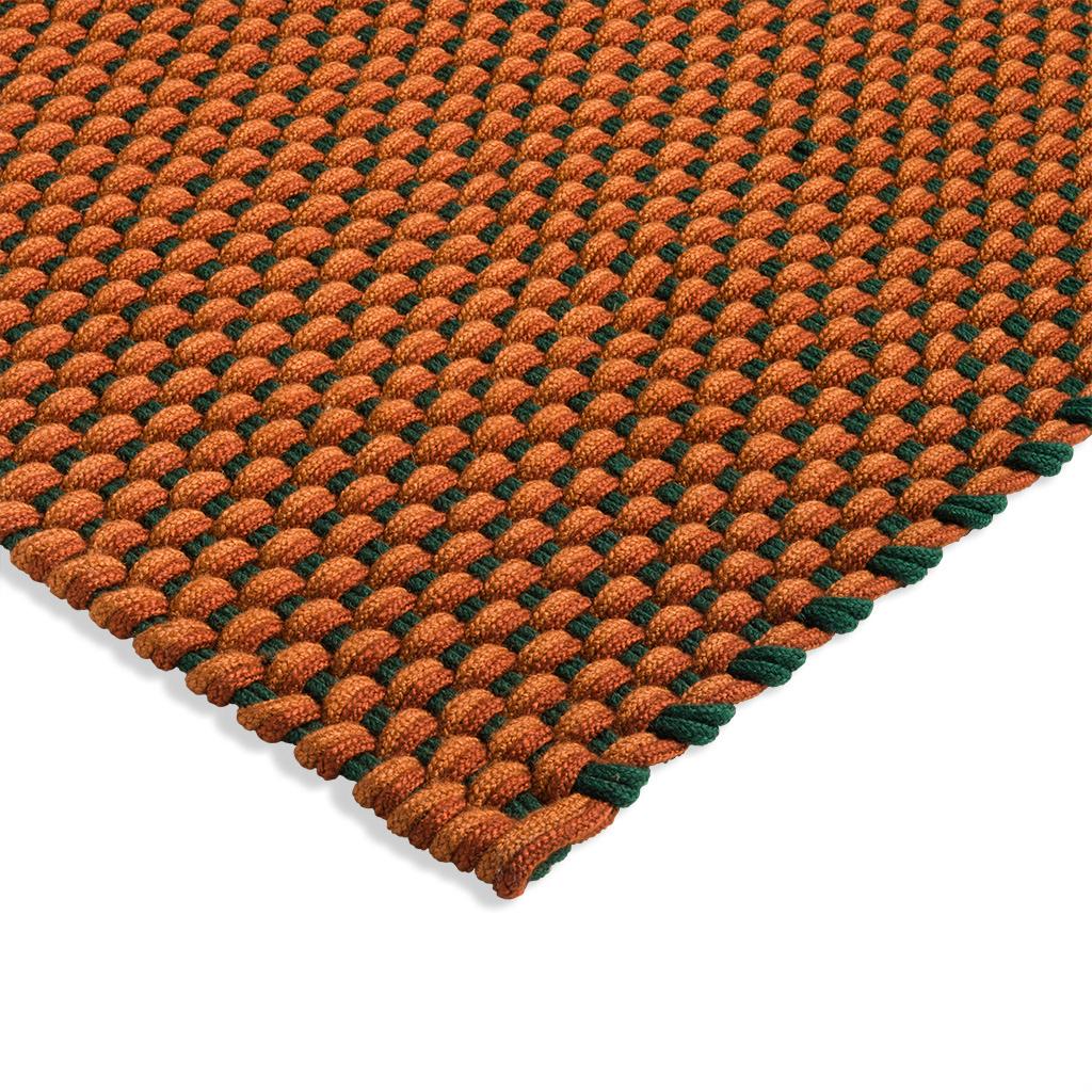 Braided Tri-Color Outdoor Rug in Bright Orange