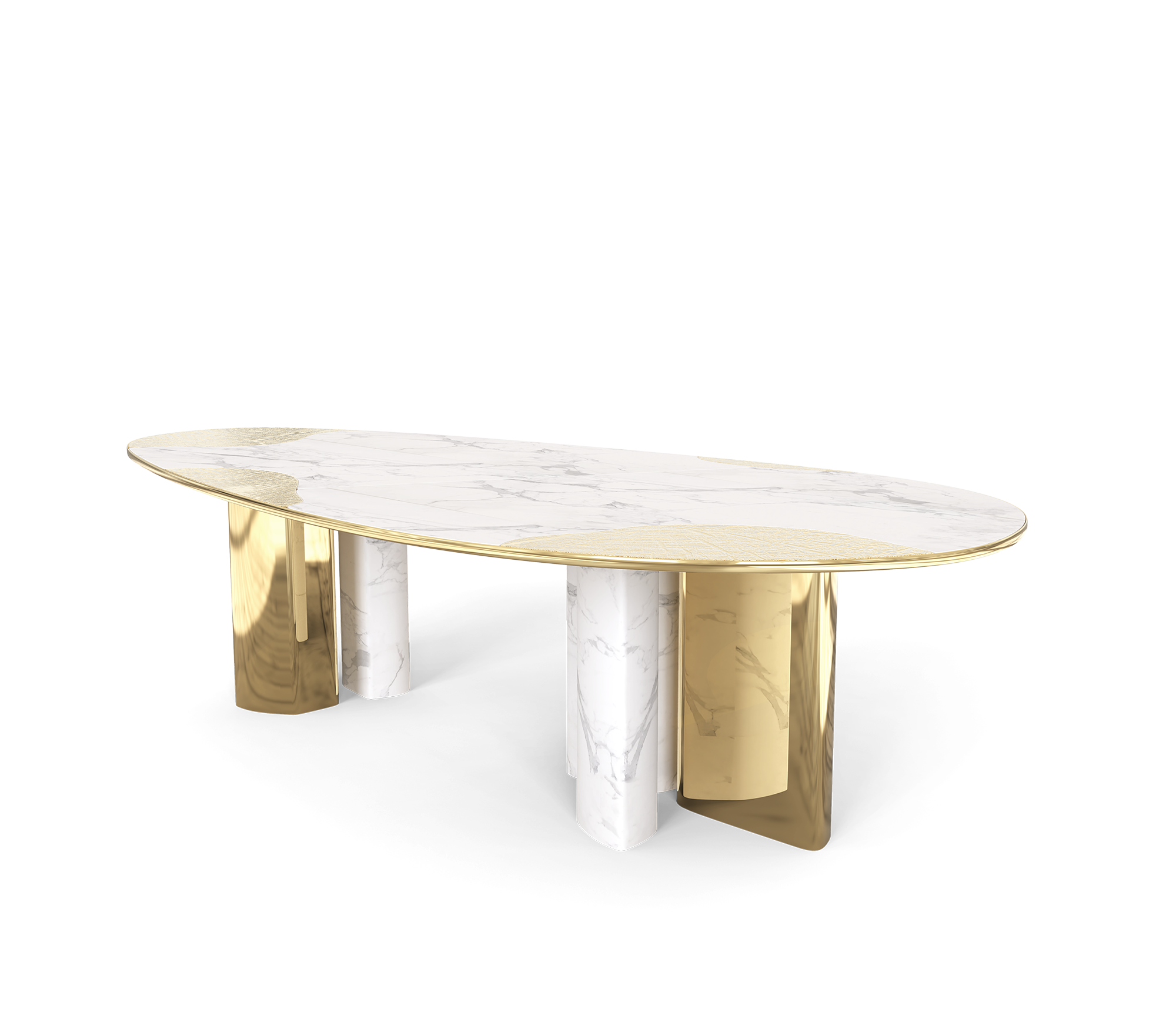 Athena Carrara Marble & Gold Dining Table