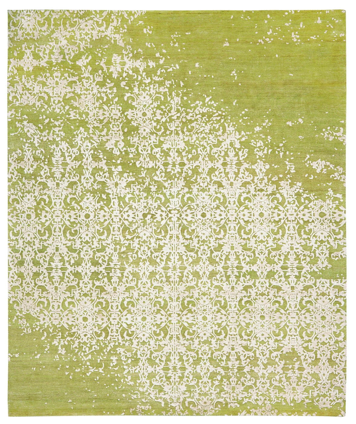 Faded Hand-knotted Green Rug