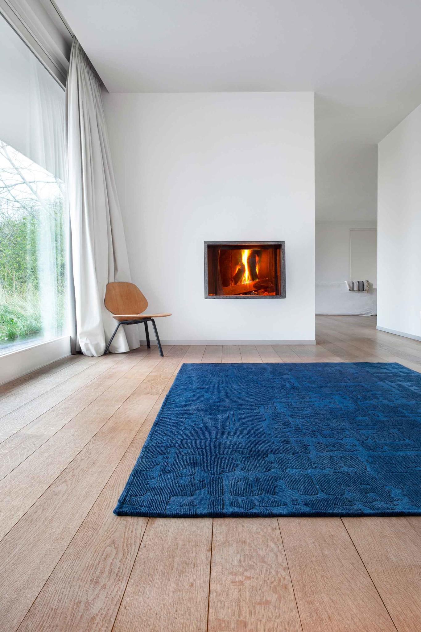 Abstract Blue Belgian Rug