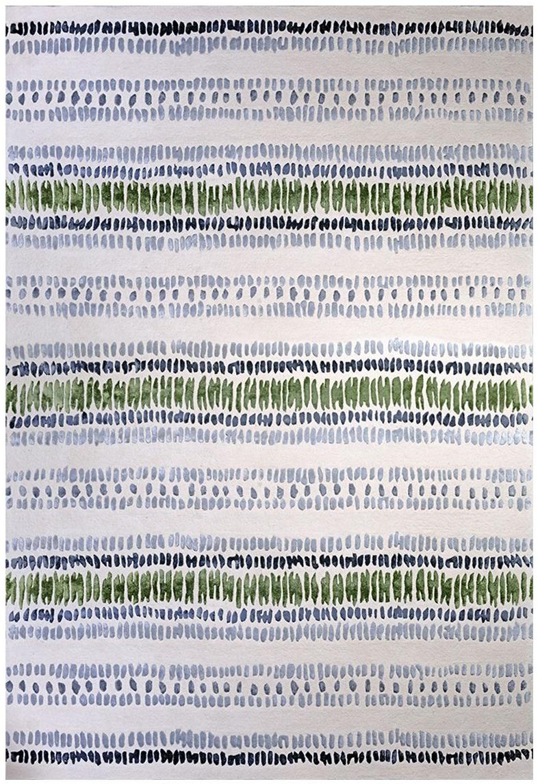 Striped Green Hand Made Rug