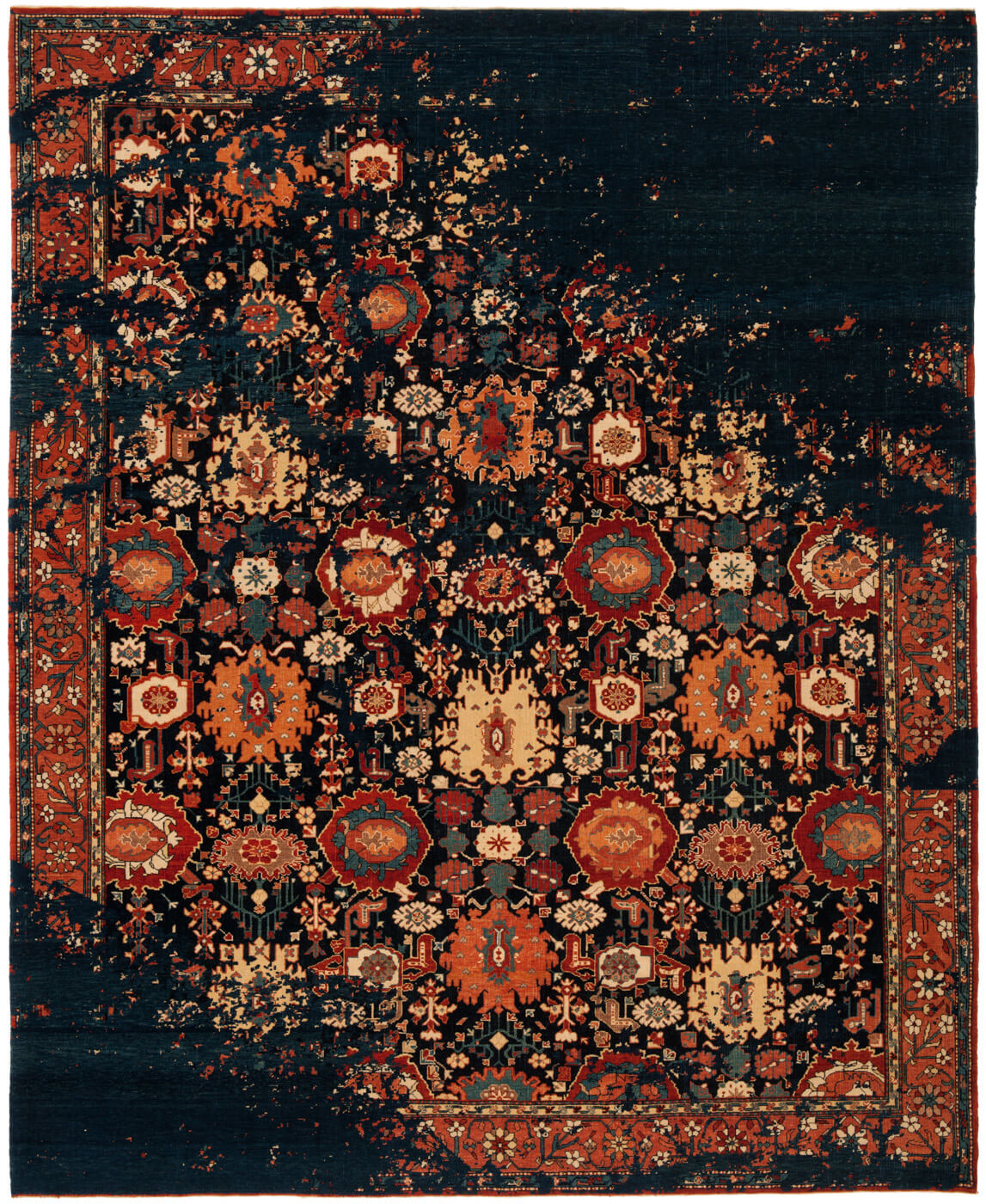 Faded effect Hand Knotted Vintage Style Rug | Size: 6' 7