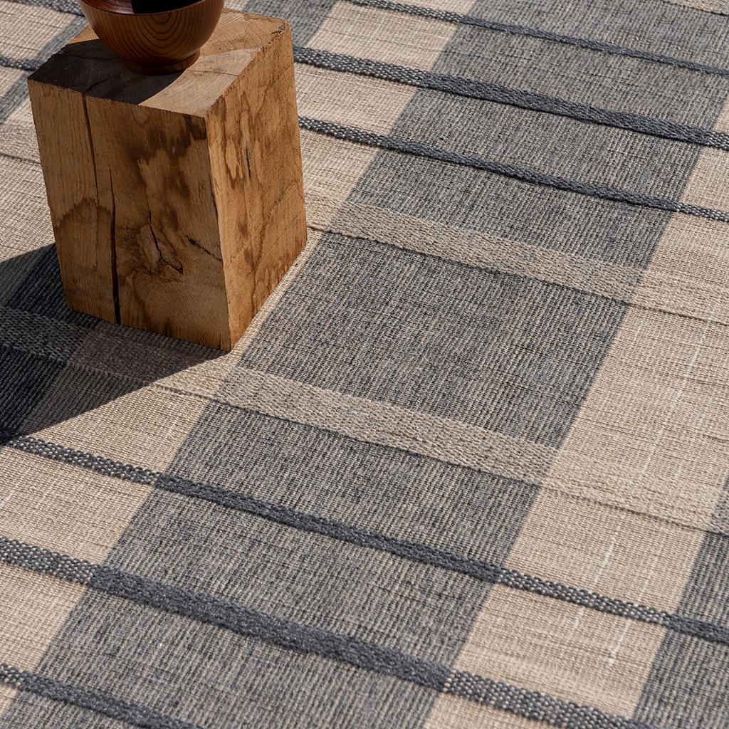 Denim Check Outdoor Rug