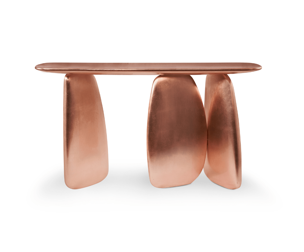 Sculptural Copper Console Table