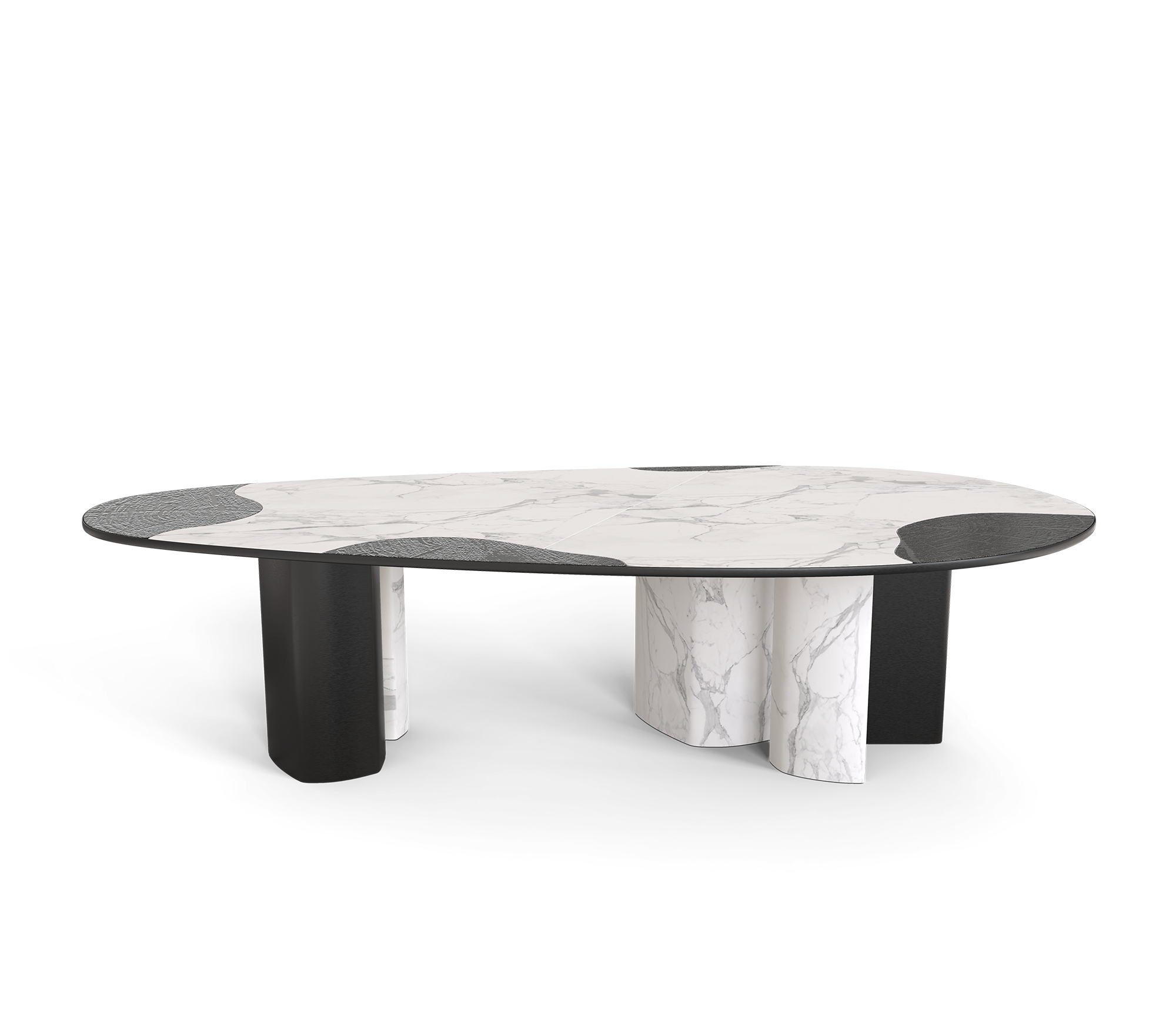 Athena Carrara Marble & Onyx Dining Table