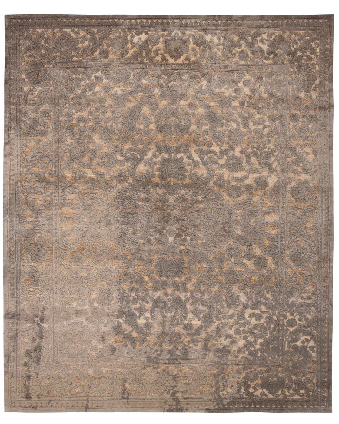 Medallion Hand-Knotted Brown / Grey Rug