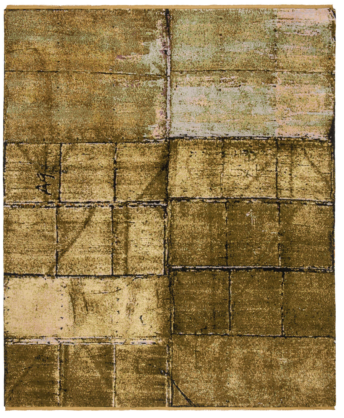 Hand-knotted Wool / Silk Green Rug
