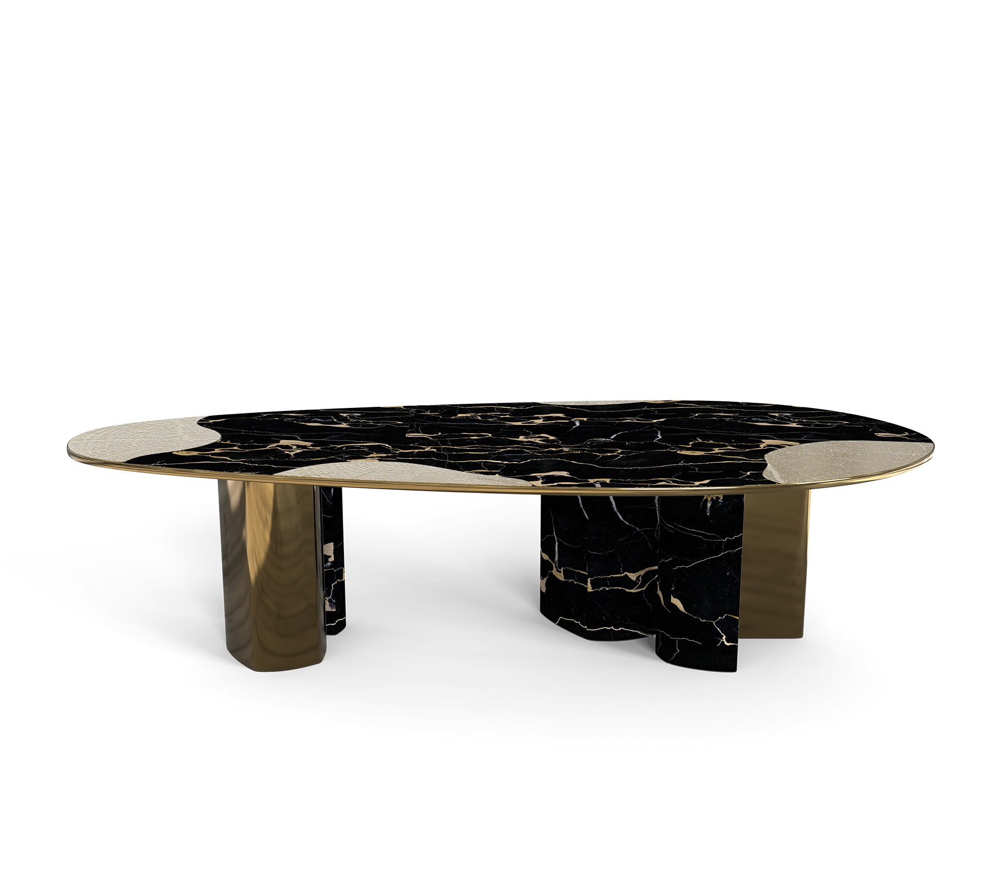 Athena Portoro Marble & Patina Dining Table