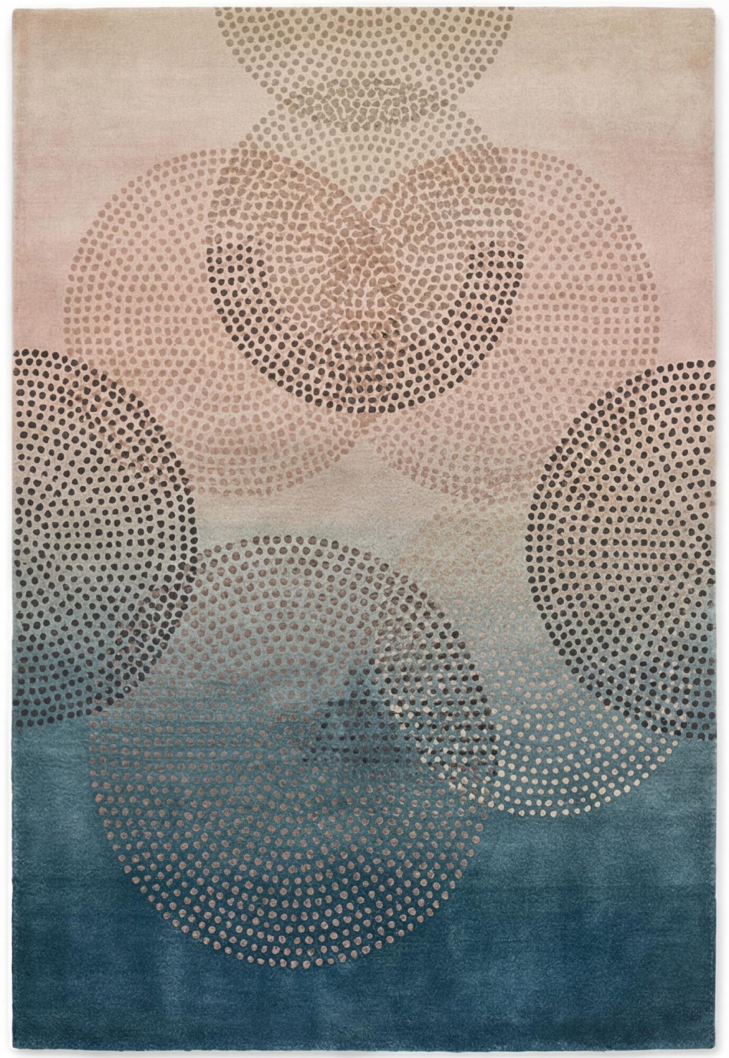 Misty Circles Handcrafted Rug